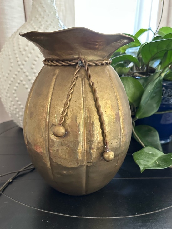 Other - Vintage Brass Vase Planter Urn w/ Twisted Rope Detail